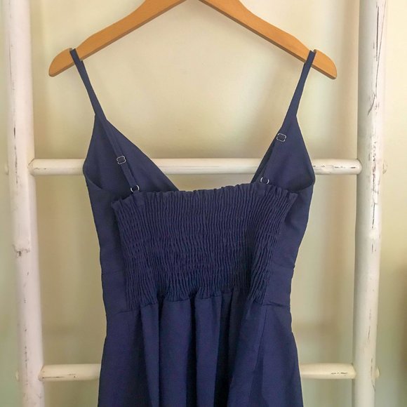 NWOT Navy Spaghetti Strap Tie Front Dress - Picture 6 of 7